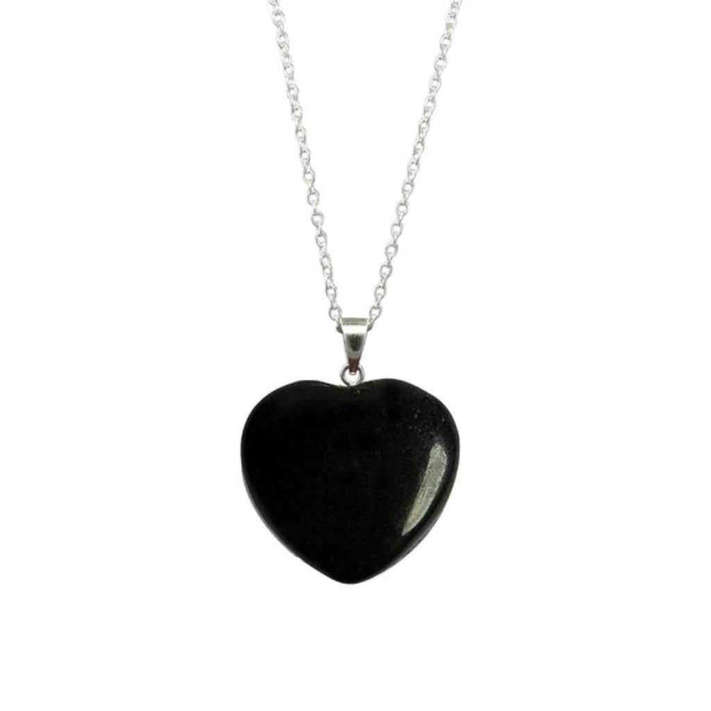 Natural Black Quartz Heart Necklace Elegant Gemstone Pendant Jewelry Gift